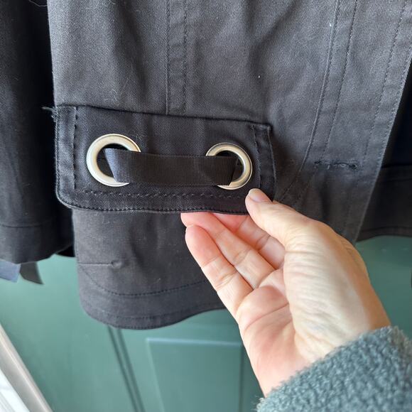 Live a Little (LAL) Black Cotton Jacket Medium Grommet Ribbon Detail Whimsigoth - Picture 3 of 6
